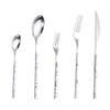 90-Piece Silverware Set Silver Stainless Steel Flatware Cutlery Set for 18, Eating Utensils Set with Marble Wooden Handle, Include Knife Fork Spoon, Mirror Polished for Home Restaurant Wedding view 1