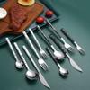 90-Piece Silverware Set Silver Stainless Steel Flatware Cutlery Set for 18, Eating Utensils Set with Marble Wooden Handle, Include Knife Fork Spoon, Mirror Polished for Home Restaurant Wedding view 4