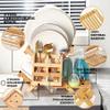 Olioeiao Bamboo Dish Drying Rack for Kitchen - Collapsible 3-Tier Wooden Folding Drainer with Utensil Holder and Dish Strainer Board for Countertop, Sink, and Racks Dryer (Natural) view 3
