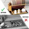 Olioeiao Bamboo Dish Drying Rack for Kitchen - Collapsible 3-Tier Wooden Folding Drainer with Utensil Holder and Dish Strainer Board for Countertop, Sink, and Racks Dryer (Natural) view 4