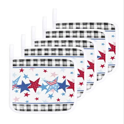 5 Pack Pot Holders for Kitchen Blue Star Stripe Black Plaid Flag Day Heat Proof Potholder Hot Pads Trivet,Pentacles on White Washable Coaster Potholders for Cooking Baking Grilling