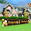 65th Birthday Decorations for Men Women - Black and Gold Yard Banner Sign and 18 PCS Happy Birthday Balloons for Anniversary Party Supplies Outdoor Decor view 2