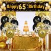 65th Birthday Decorations for Men Women - Black and Gold Yard Banner Sign and 18 PCS Happy Birthday Balloons for Anniversary Party Supplies Outdoor Decor view 3