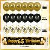 65th Birthday Decorations for Men Women - Black and Gold Yard Banner Sign and 18 PCS Happy Birthday Balloons for Anniversary Party Supplies Outdoor Decor view 4