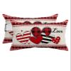 2 Packs Valentine's Love Outdoor Chaise Longue Throw Pillow Covers Waterproof with Elastic Band,Beach Pool Lumbar Pillowcase Cushion Sham With Hidden Zipper,Saint Heart Burlap Boho Plaid Stripes 11x16 view 1