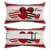 2 Packs Valentine's Love Outdoor Chaise Longue Throw Pillow Covers Waterproof with Elastic Band,Beach Pool Lumbar Pillowcase Cushion Sham With Hidden Zipper,Saint Heart Burlap Boho Plaid Stripes 11x16 view 2