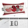 2 Packs Valentine's Love Outdoor Chaise Longue Throw Pillow Covers Waterproof with Elastic Band,Beach Pool Lumbar Pillowcase Cushion Sham With Hidden Zipper,Saint Heart Burlap Boho Plaid Stripes 11x16 view 3