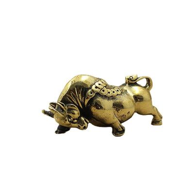 1Pcs   Pure Copper Ornaments Brass Wall Street Cattle Ornaments Crafts Copper Gourd bullish Cattle Hand Handle
