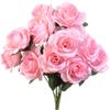 12 Faux Open Roses Bouquet Silk Flowers 4" Wedding Centerpiece Decor Artificial (Baby Pink) view 1