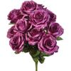 12 Faux Open Roses Bouquet Silk Flowers 4" Wedding Centerpiece Decor Artificial (Grape, Plum Purple) view 1
