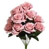 12 Faux Open Roses Bouquet Silk Flowers 4" Wedding Centerpiece Decor Artificial (Mauve) view 1