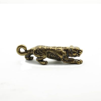 1Pcs Antique Brass Tiger Antique Play Copper Ornaments Five Emperor Tongyu Collection Memorial Process()