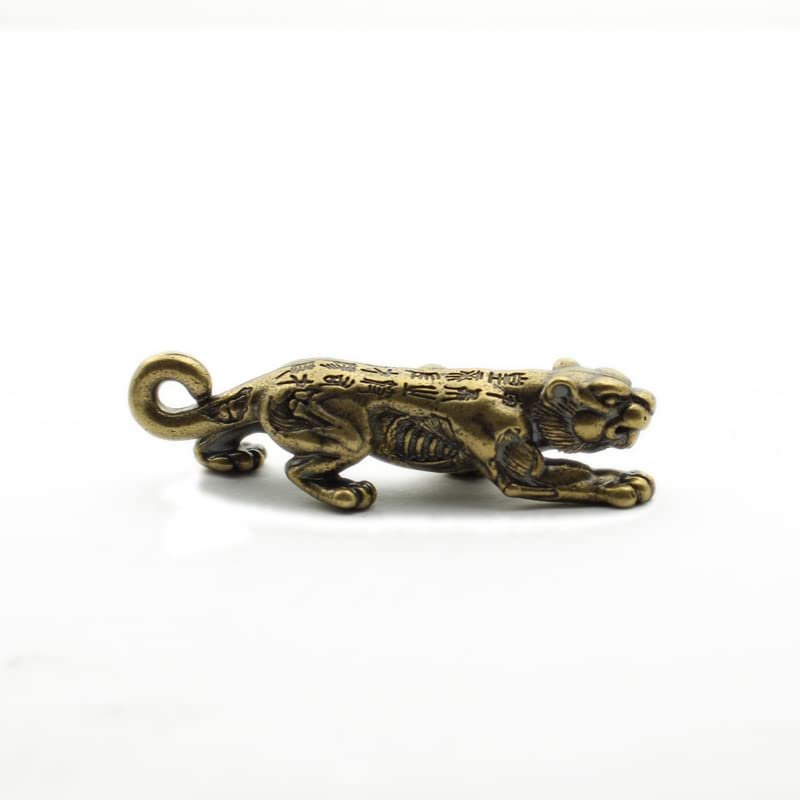 1Pcs Antique Brass Tiger Antique Play Copper Ornaments Five Emperor Tongyu Collection Memorial Process()