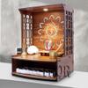 Handmade Beautiful Small Wooden Temple/Pooja Mandir Home and Office Premium Hand Made Wooden Hindu Temple for Home | Wooden Indian Pooja Mandir with Storage Racks | Symbolic God House | Seat of God 11.5"D x 11.5"W x15.5"H view 2