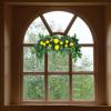 KWQBHW Artificial Lemon Swag 25.6inch Spring Summer Fruit Wreath Yellow Lemon and Blueberry Swag with Green Leaves for Front Door Wall Window Decor view 2