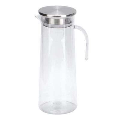 1.2L Glass Water Fridge Pitcher with Lid,Acrylic Transparent Water Bottle,Cold Water Pitcher Jug For Lemonade Iced Tea Milk Cocktails Beverages Bar Home Use(stainless steel lid)