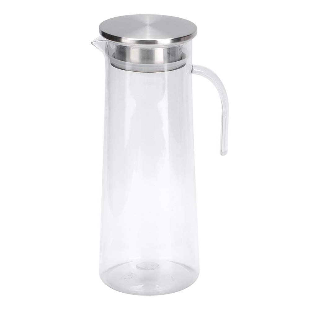 1.2L Glass Water Fridge Pitcher with Lid,Acrylic Transparent Water Bottle,Cold Water Pitcher Jug For Lemonade Iced Tea Milk Cocktails Beverages Bar Home Use(stainless steel lid)
