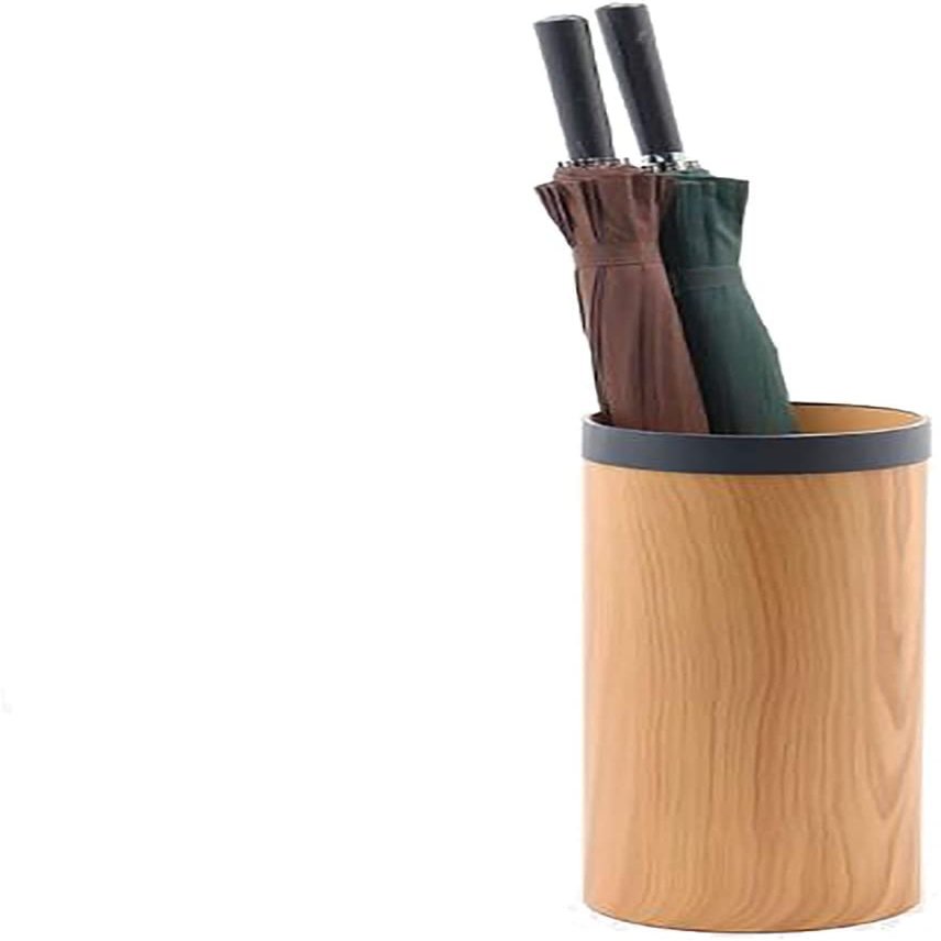 Bsetain Umbrella Storage Umbrella Stand Umbrella Holder Rack Round Plastic Stands, Wood Grain Design, 17.7" Tall, Indoor Hallway Home Dcor Office - Holds Umbrellas Canes Walking Stick