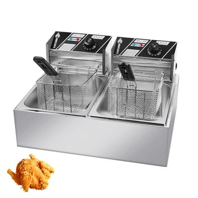 YIEOTM Commercial Electric Double Cylinder Deep Fryer, Accurate Temperature Control, Easy Cleaning for French Fries, Onion Rings, Fried Chicken