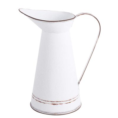 Rustic Metal Flowerpot Desktop Planter for Succulents Vintage Home Decor Elegant Flower Vase for Office and Living Large White Design