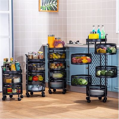 Bsetain 360 Degree Rotating Vegetable Basket, Kitchen Wheel Rotating Fruit Basket, Floor-Standing Multi-Layer Kitchen Storage Rack, Kitchen and Bathroom Household Storage Rack (Size : 4f)