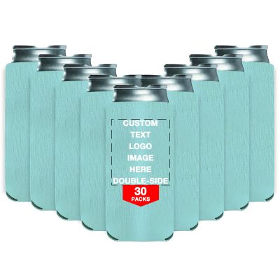 Custom Slim Bottle Beer Coolers Sleeve 30Pcs Bulk Personalized Insulated Beverage Can Holder with Image Logo Text for Party Wedding Birthday