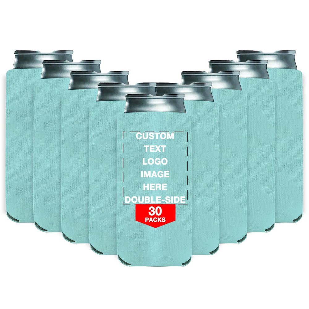 Custom Slim Bottle Beer Coolers Sleeve 30Pcs Bulk Personalized Insulated Beverage Can Holder with Image Logo Text for Party Wedding Birthday