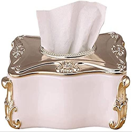 OSCCAR Tissue Box Cover Decoration European High-end Resin Tissue Box Holder Retro Decoration Detachable Cover Waterproof Hotel Restaurant Napkin Holder, 27x17x9cm