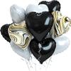 Black White Foil Heart Balloons, 10PCS Black White Agate Heart Shape Balloons, Valentines Balloons 18inch Black Foil Balloon for Helium Valentine Decorations for Wedding, Baby Shower, Anniversary view 1