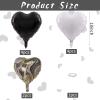 Black White Foil Heart Balloons, 10PCS Black White Agate Heart Shape Balloons, Valentines Balloons 18inch Black Foil Balloon for Helium Valentine Decorations for Wedding, Baby Shower, Anniversary view 2