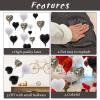 Black White Foil Heart Balloons, 10PCS Black White Agate Heart Shape Balloons, Valentines Balloons 18inch Black Foil Balloon for Helium Valentine Decorations for Wedding, Baby Shower, Anniversary view 4
