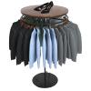 QQXX Round Clothing Rack with Wood Topper,Retail Clothing Display Stand,Rotating Garment Rack,freestanding Clothes Racks for Clothes Boutique Home(60x135cm(24x53inch), Wood) view 1