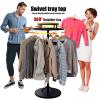 QQXX Round Clothing Rack with Wood Topper,Retail Clothing Display Stand,Rotating Garment Rack,freestanding Clothes Racks for Clothes Boutique Home(60x135cm(24x53inch), Wood) view 3