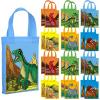 Ferraycle 24 Pcs Dinosaur Party Favor Bags with Handles Dinosaur Birthday Party Supplies Dino Non Woven Goodie Bags Reusable Gift for Kids Boys Girls Candy Goody(Vivid) view 1