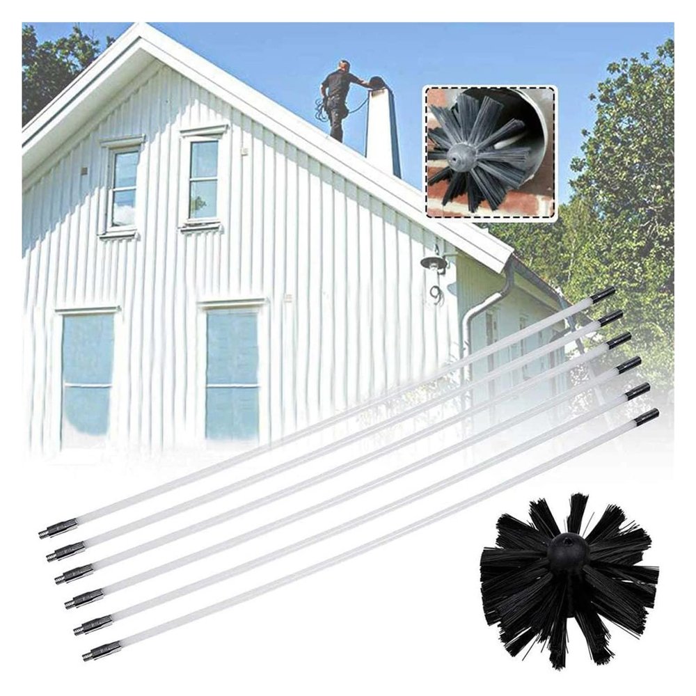 chimney sweep kit Chimney Sweep Kit Chimney Kit Including 6/9/12/15 Flexible Rods,Chimney Flue Cleaning Rod Sweep For Cleaning Fireplace Flue And Duct Vent, Easy To Use ( Color : 6 Rods , Size : 410mm