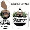 It's Time to Give Mommy Our Last Name Wreaths Round Wood Hanging Sign with Ribbon Bow Wall Art Decor for Home Farmhouse Bar Pub Yard Front Door Decorations Gifts 12 x 12 Inch view 2