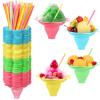 Boao 400 Pieces 5oz Colorful Flower Snow Cone Cups with Spoon Straws, Plastic Shaved Ice Reusable Snow Cone Bowls Supply Shaved, Snack, Ice Cream for Summer, Holiday, Party, Cookout view 1