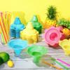 Boao 400 Pieces 5oz Colorful Flower Snow Cone Cups with Spoon Straws, Plastic Shaved Ice Reusable Snow Cone Bowls Supply Shaved, Snack, Ice Cream for Summer, Holiday, Party, Cookout view 4