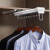 Closet Clothes Hanger Rail - Wardrobe Clothing Rail, Pull Out Closet Rod with Damper, Extendable Clothes Rail for Pants Coat,Wardrobe Pants Hanger Wardrobe Organizer, Load 30kg ( Size : 358mm/14.1inch view 1