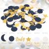 400 Pcs Navy Blue Baby Shower Confetti Moon and Star Baby Shower Decorations Eid Ramadan Mubarak Decoration Gold White Star Moon Confetti Scatter for Gender Reveal Decor view 2