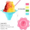 Boao 490 Pieces 5oz Colorful Flower Snow Cone Cups with Spoon Straws, Plastic Shaved Ice Reusable Snow Cone Bowls Supply Shaved, Snack, Ice Cream for Summer, Holiday, Party, Cookout view 2