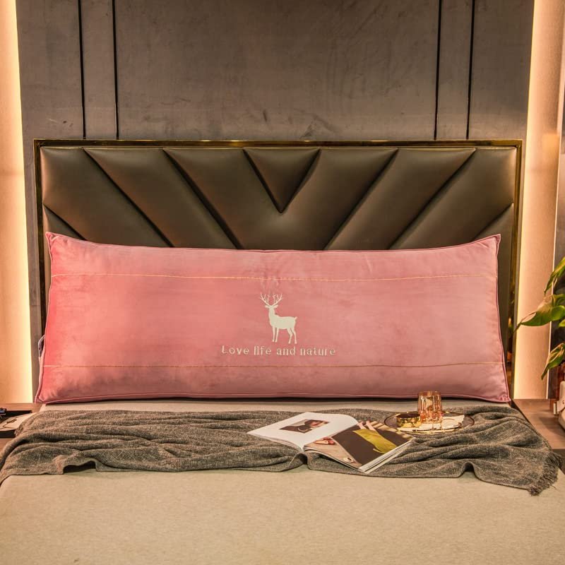 Triangular Wedge Pillow Bedside Pillow Velvet Large Triangular Decorative Body Throw Pillows Bed Backrest Reading Bolster Lumbar Cushion for Sofa Bed with Removable Cover,Pink,King180 * 50 * 24cm