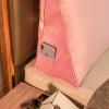 Triangular Wedge Pillow Bedside Pillow Velvet Large Triangular Decorative Body Throw Pillows Bed Backrest Reading Bolster Lumbar Cushion for Sofa Bed with Removable Cover,Pink,King180 * 50 * 24cm view 4
