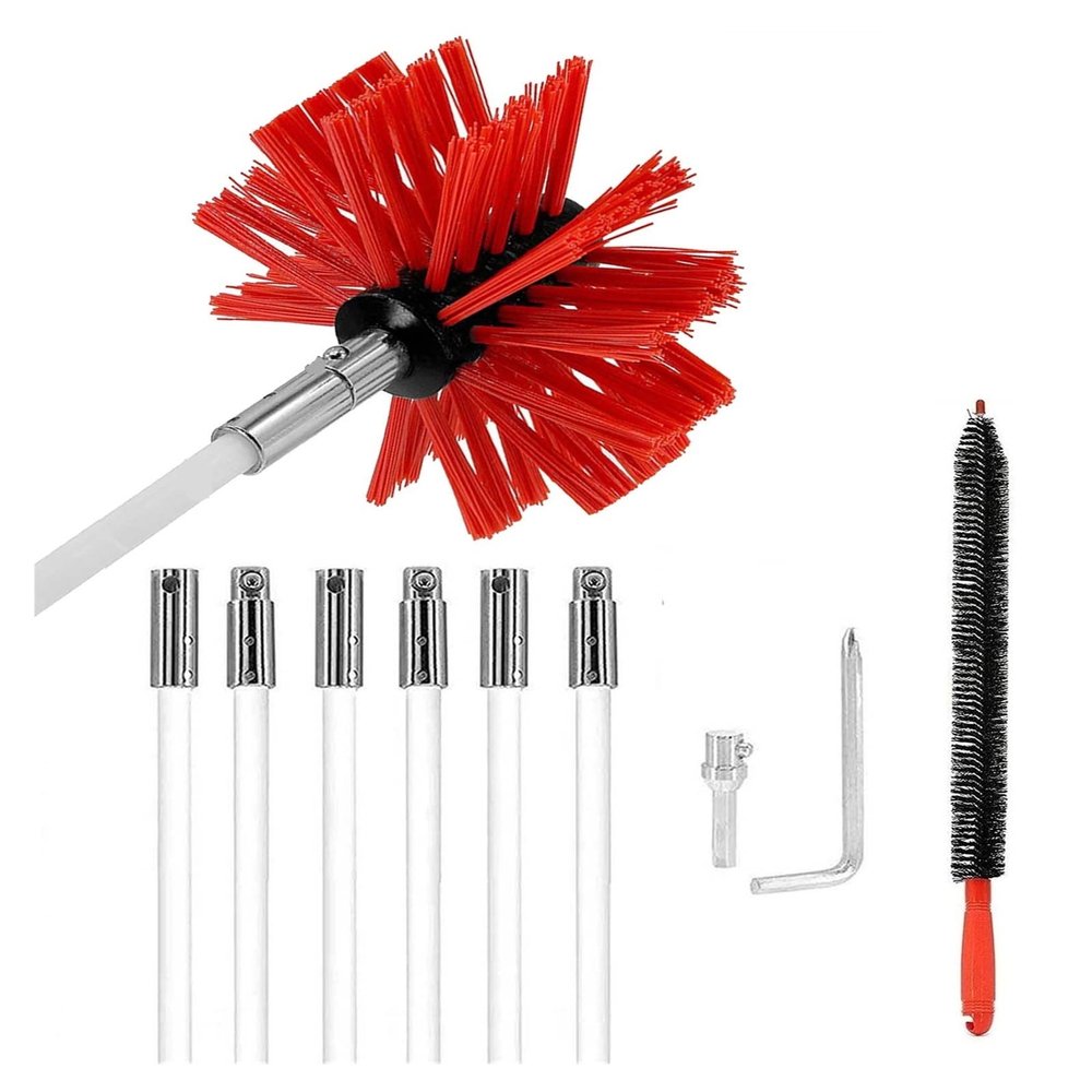 chimney sweep kit Chimney Brush Kit, Chimney Sweep Kit 6/9/12/15 Flexible Rods Chimney Sweep Kit, Rotary Chimney Cleaning Kit Driven By Drill, Chimney Brush Rod Kit For Cleaning Fireplace ( Color : 6