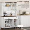 HOMCOM 71" Kitchen Pantry Cabinet, Kitchen Hutch with Soft Closing Window Pane Doors, Freestanding Storage Cabinet with Microwave Stand, 2 Drawers and 3-Level Adjustable Shelves for Dining Room, White view 4
