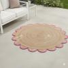 4x4, 5x5, 6x6,feet Natural Jute Scallop Round Rug, Floor Scalloped Edge Rug Braided Boho Eco Large Circular Handmade Area Rugs view 2