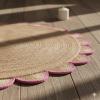 4x4, 5x5, 6x6,feet Natural Jute Scallop Round Rug, Floor Scalloped Edge Rug Braided Boho Eco Large Circular Handmade Area Rugs view 4