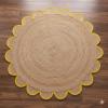 4x4, 5x5, 6x6,feet Natural Jute Scallop Round Rug, Floor Scalloped Edge Rug Braided Boho Eco Large Circular Handmade Area Rugs view 4