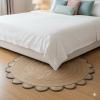 4x4, 5x5, 6x6,feet Natural Jute Scallop Round Rug, Floor Scalloped Edge Rug Braided Boho Eco Large Circular Handmade Area Rugs view 3