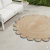 4x4, 5x5, 6x6,feet Natural Jute Scallop Round Rug, Floor Scalloped Edge Rug Braided Boho Eco Large Circular Handmade Area Rugs view 4